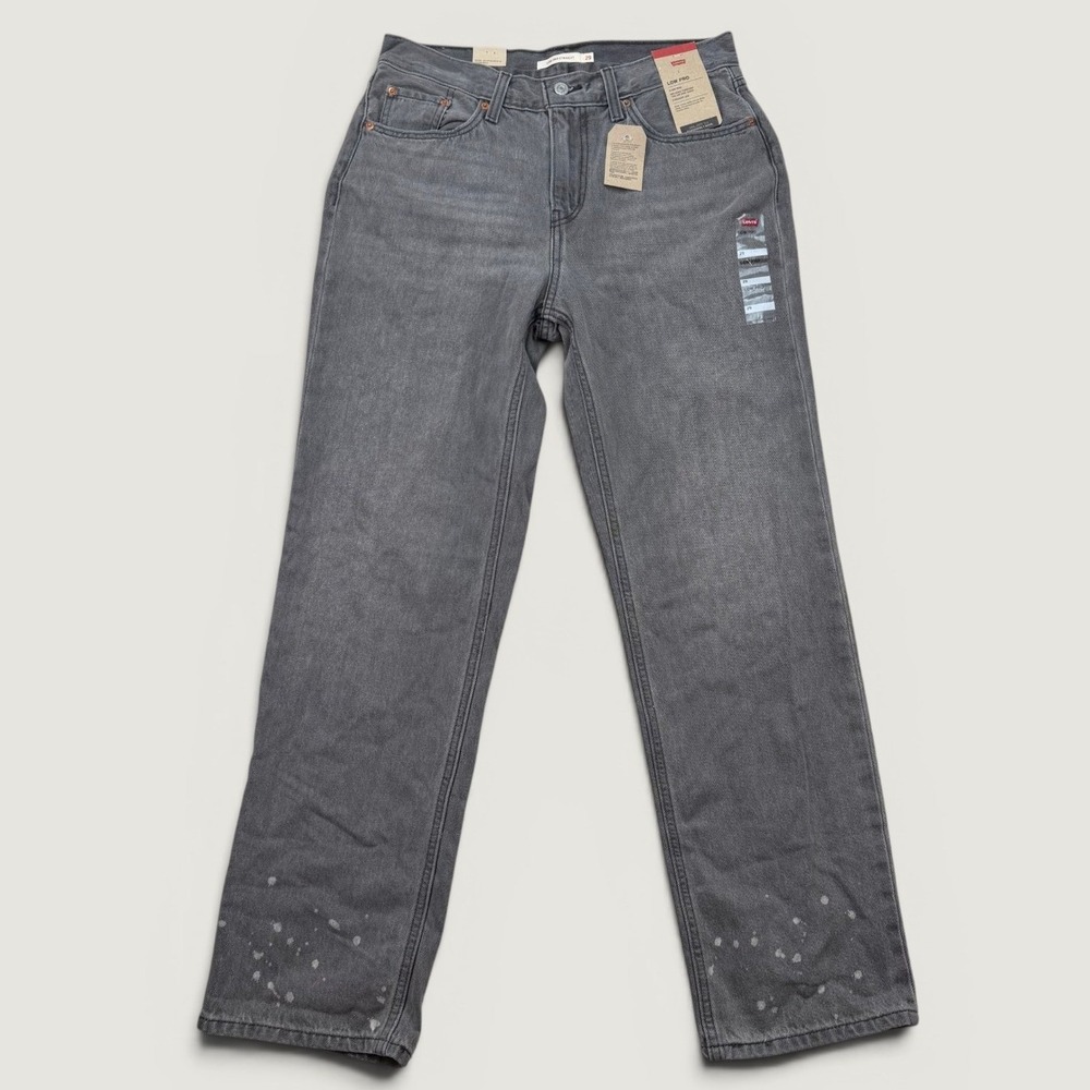 NEW Levi's Womens 29 (Fit 29x30) Low Pro Straight Jeans Grey Paint Splatter NWT